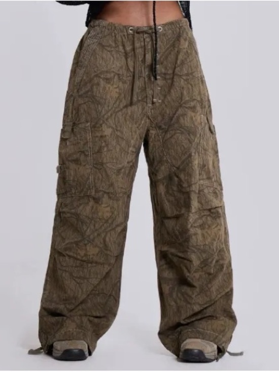 Jaded London Pants - Jaded London Forest Camo Parachute Pants